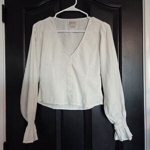 Brixton Off-White V-Neck Blouse